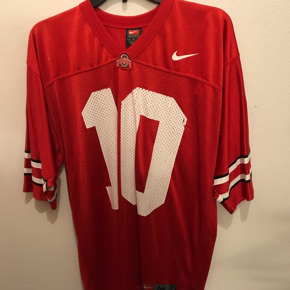 Authentic Nike Throwback Troy Smith Red Ohio State Jersey